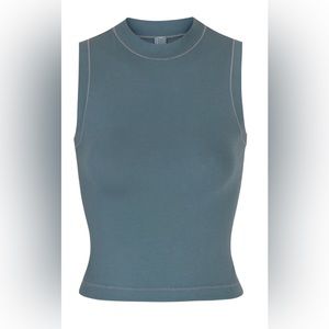 Skims Cotton Jersey Mock Neck Tank Top XL in Kyanite